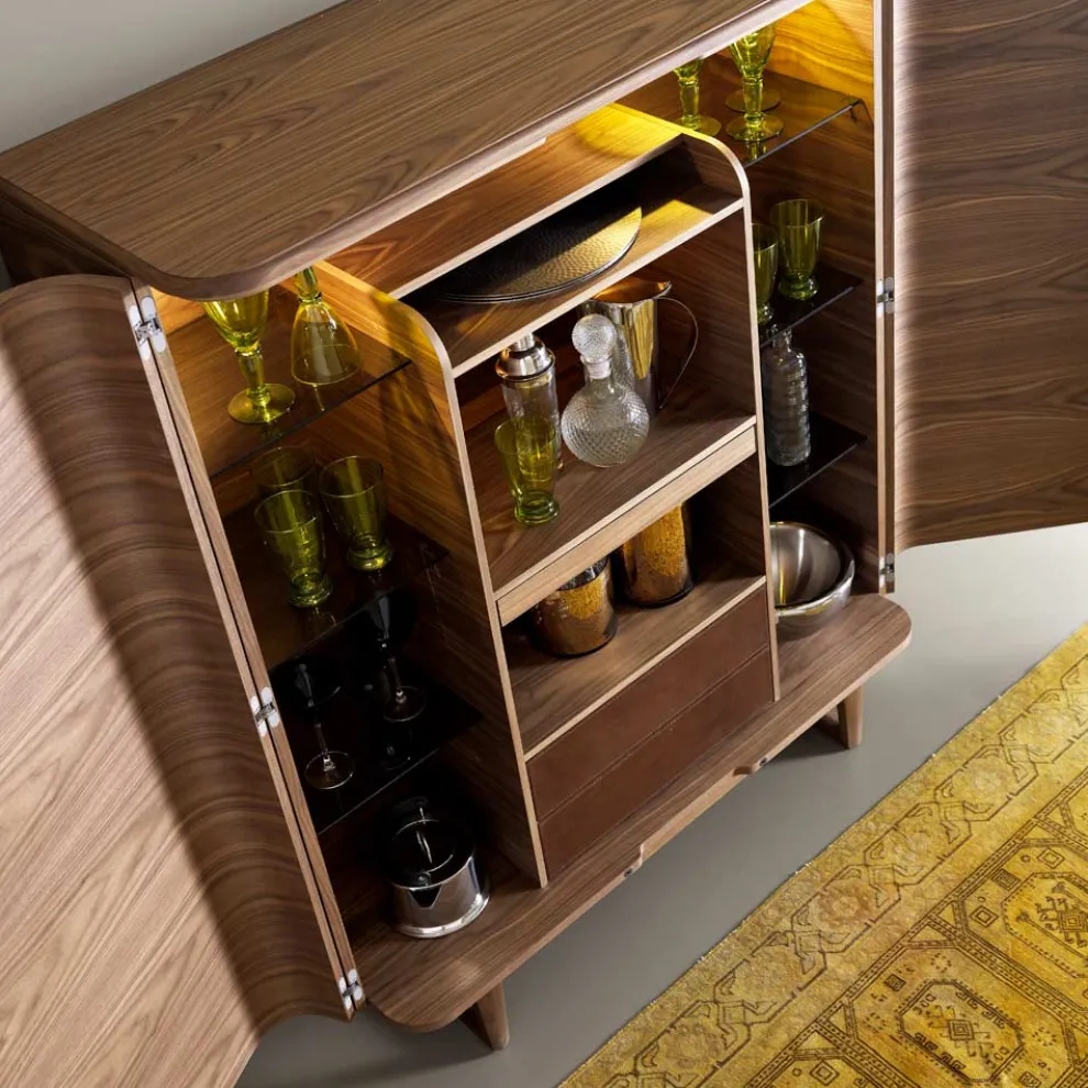 Design Barmöbel aus Massivholz mit 2 Türen Grilli York in Italien hergestellt