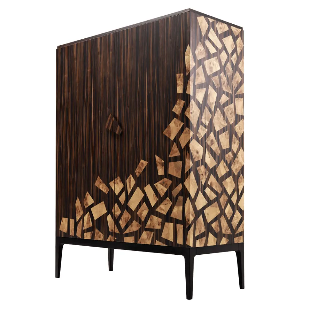 Design Barmöbel mit 2 Türen Grilli Zarafa in Italien hergestellt, aus Ebenholz