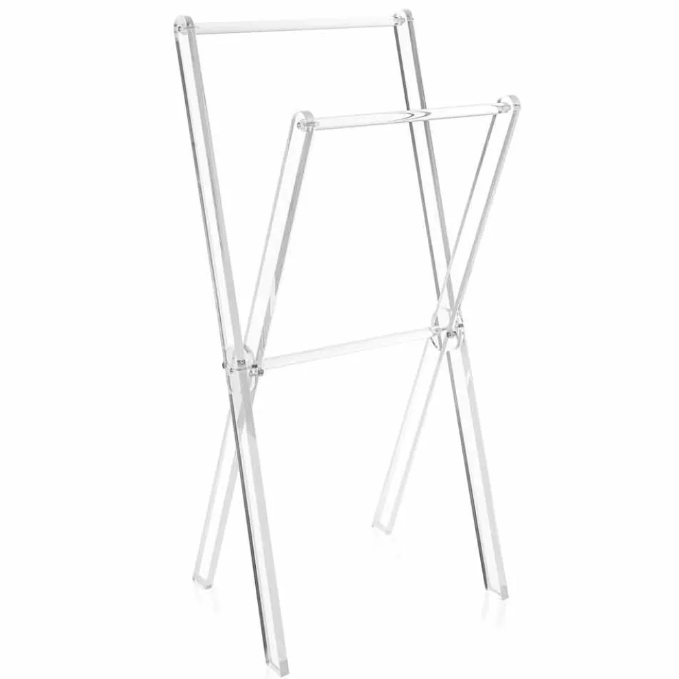 Design Boden Handtuchhalter aus transparentem Plexiglas oder mit Holz - Stendio