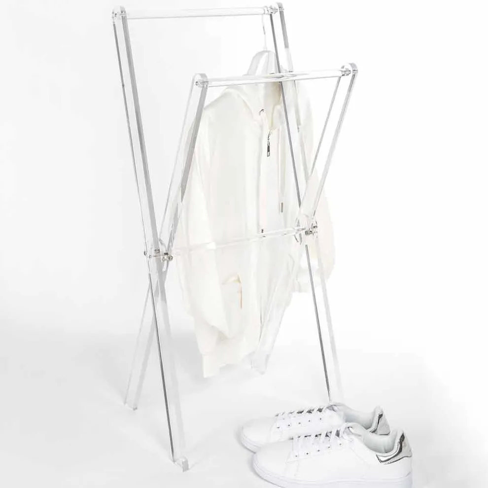 Design Boden Handtuchhalter aus transparentem Plexiglas oder mit Holz - Stendio