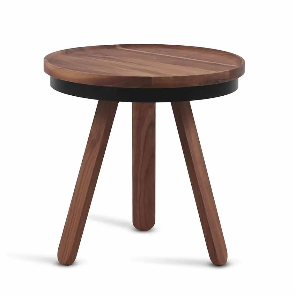 Design Couchtisch mit runder Platte und Beinen aus massivem Holz - Salerno