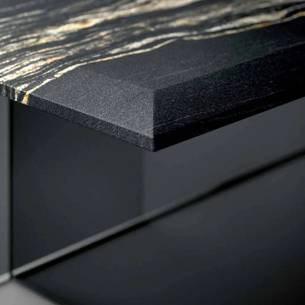 Design Couchtisch aus Marmor mit Glasboden Made in Italy - Molino