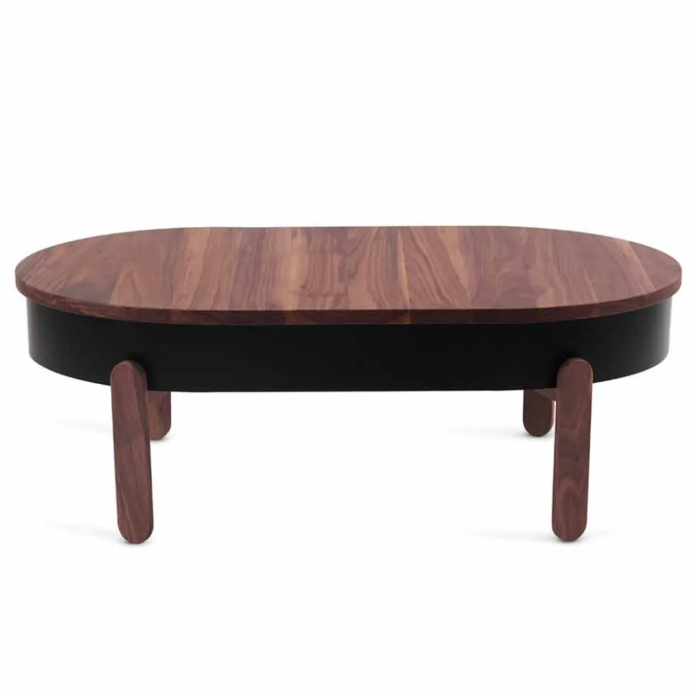 Design Couchtisch aus Massivholz und lackiertem Metall - Salerno