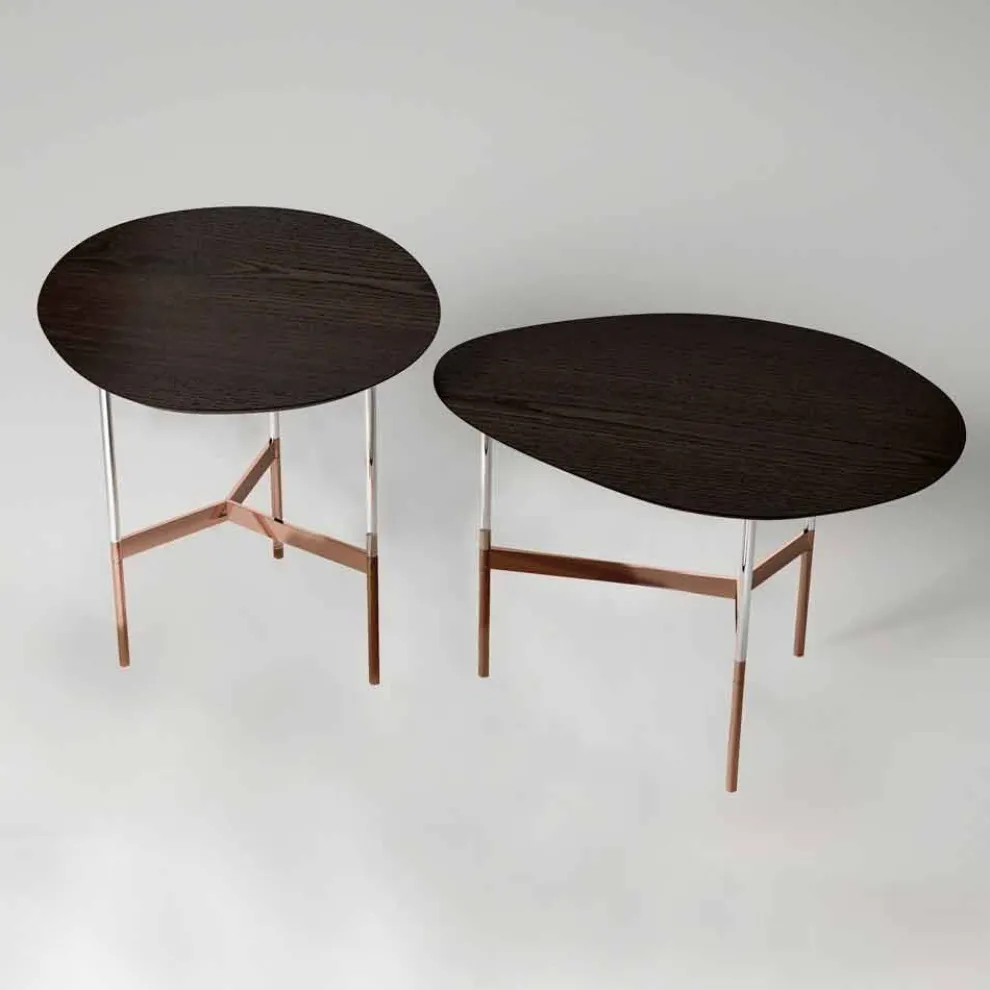 Design Couchtisch mit Holzplatte Made in Italy - Cinci