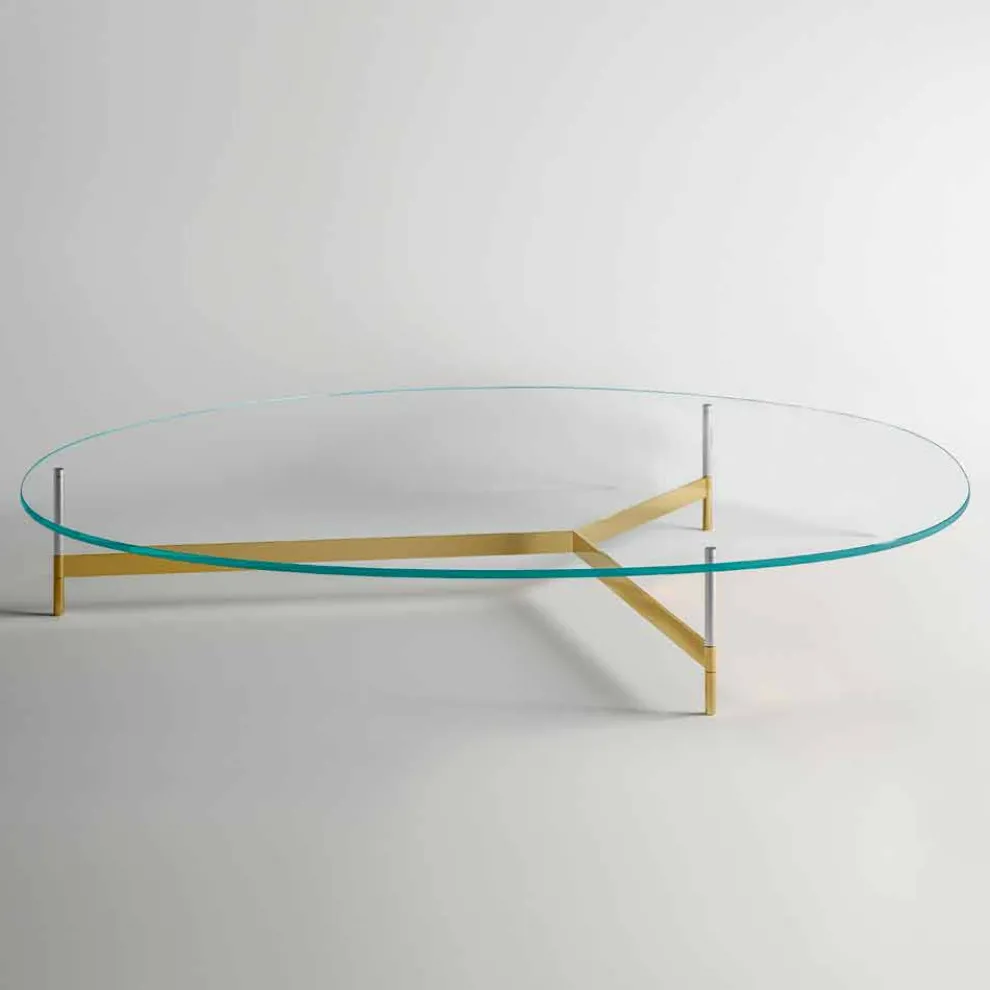 Design Couchtisch aus Glas mit Metallbasis Made in Italy - Cinci