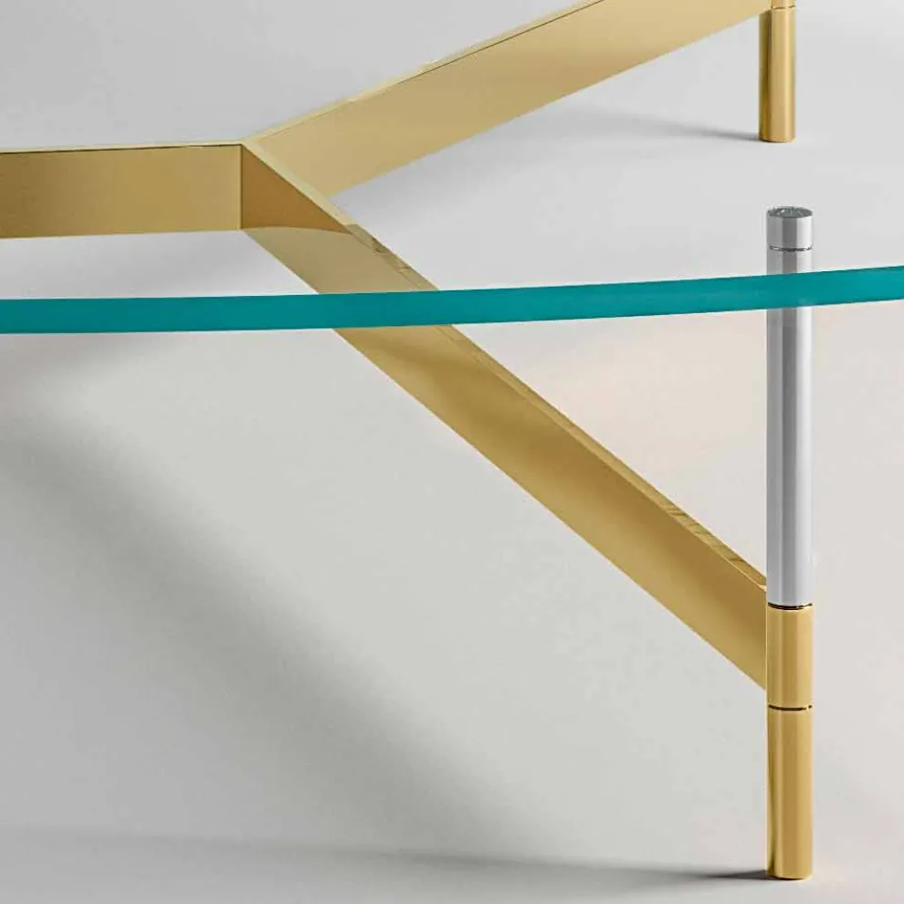 Design Couchtisch aus Glas mit Metallbasis Made in Italy - Cinci
