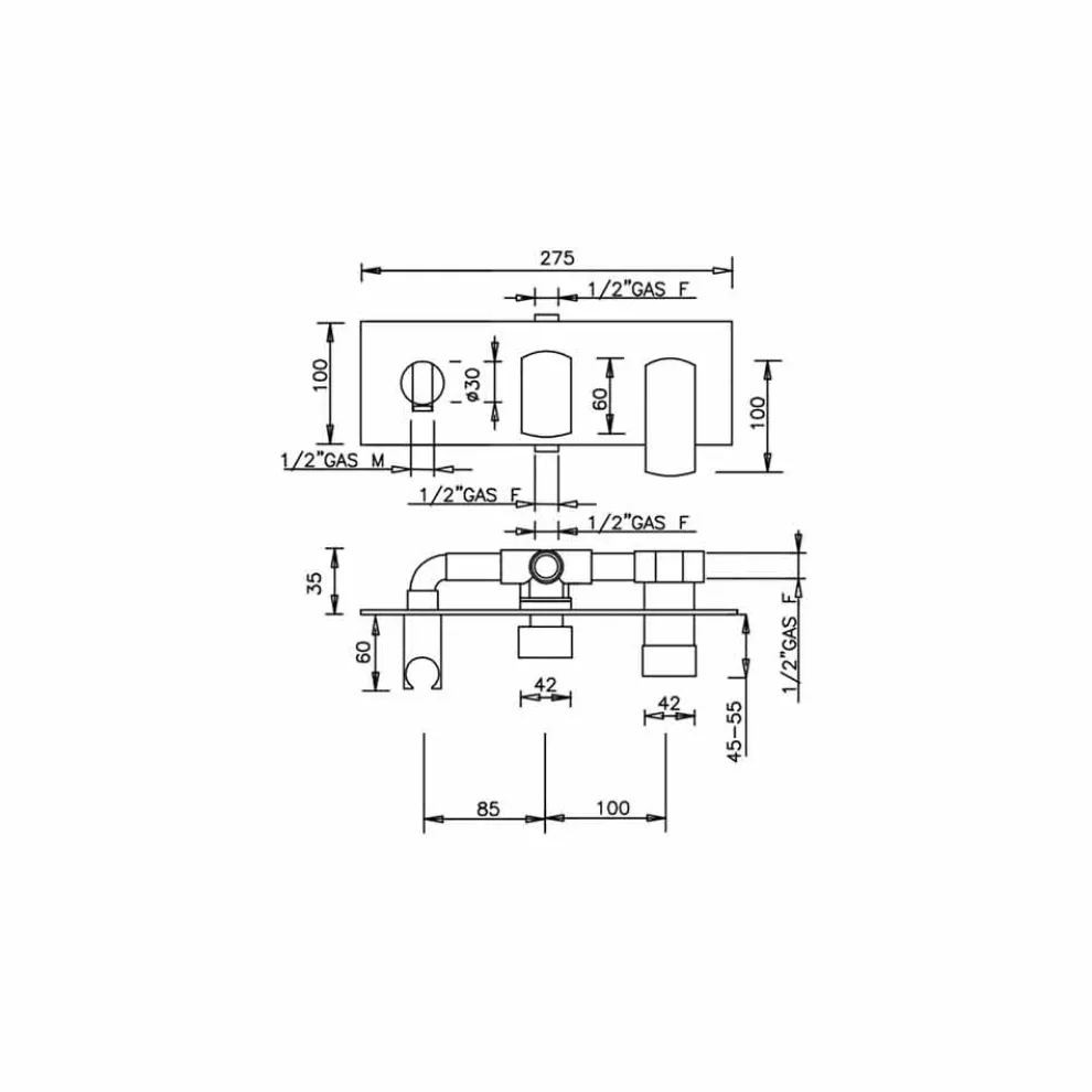 Design Duschmischer mit 3-Wege-Umlenker Made in Italy - Sika