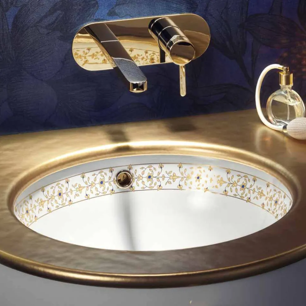 Design Einbauwaschbecken Barock aus Fire Clay made in Italy, Egeo