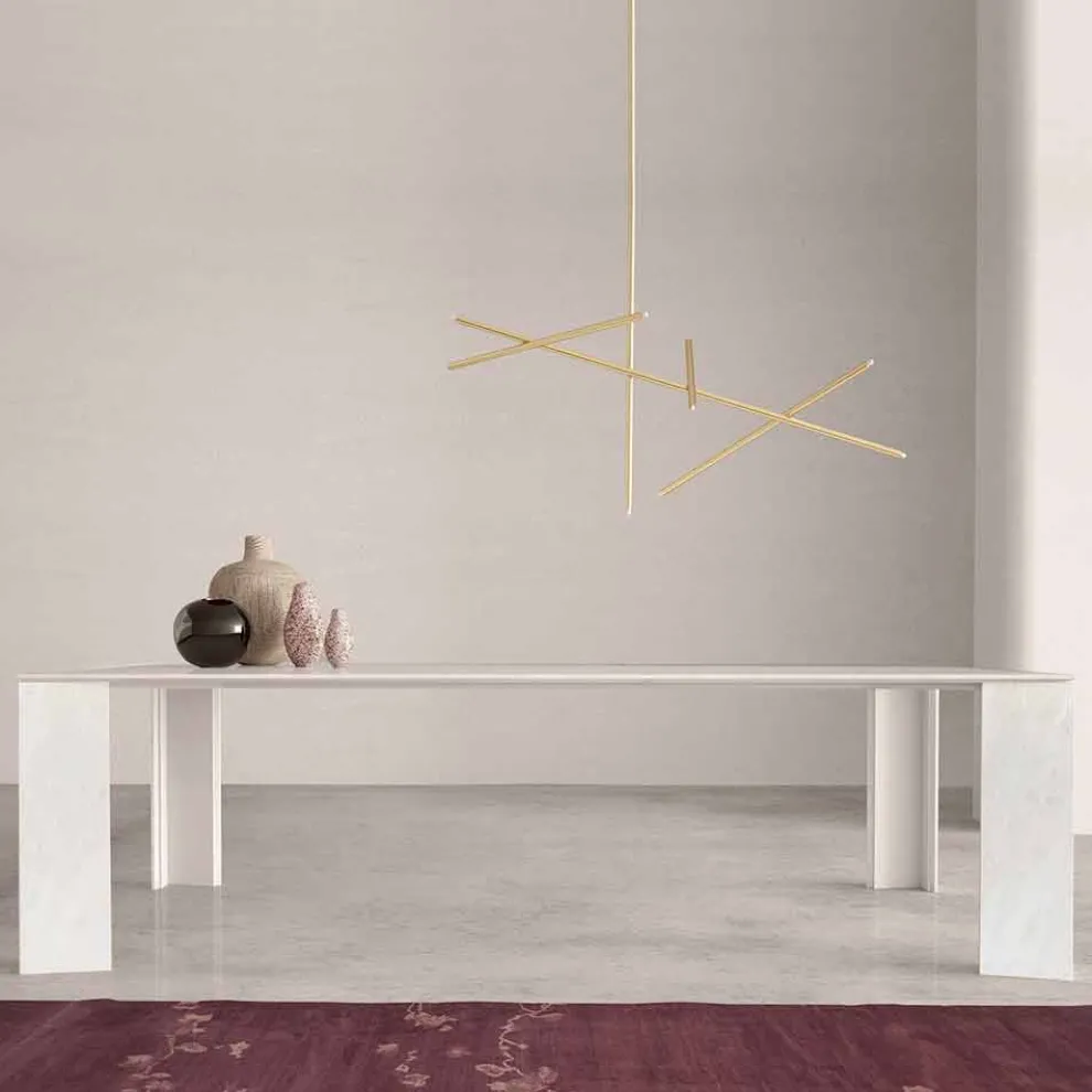 Design Esstisch aus weißem Marmor Namibia, 210x110 cm – Monastero