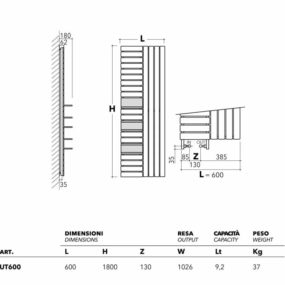 Design Heizkörper hydraulisch aus Stahl Utility Scirocco H