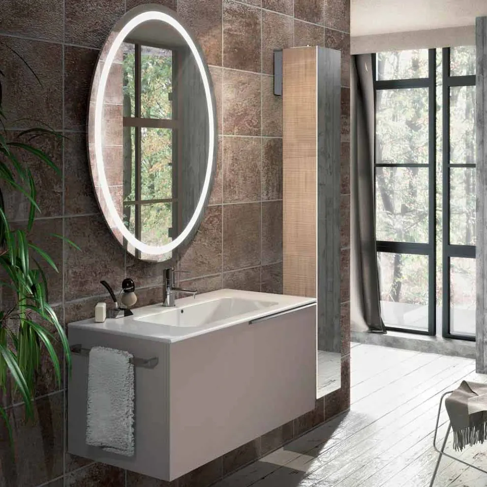 Design Hängende Badezimmerkomposition aus Ecowood, Genova