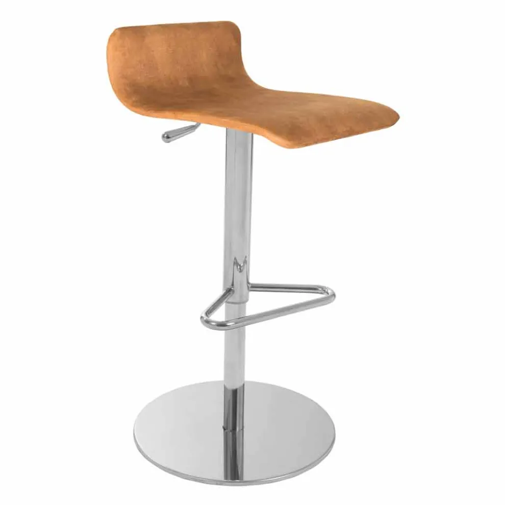 Design Hocker mit verstellbarer Sitz- und Chrombasis, Inigo