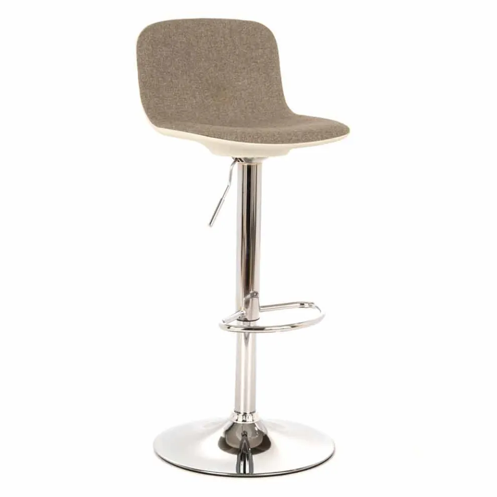 Design Hocker mit Gaslift aus Stoff und verchromtem Metall, 2 Stück - Chrom