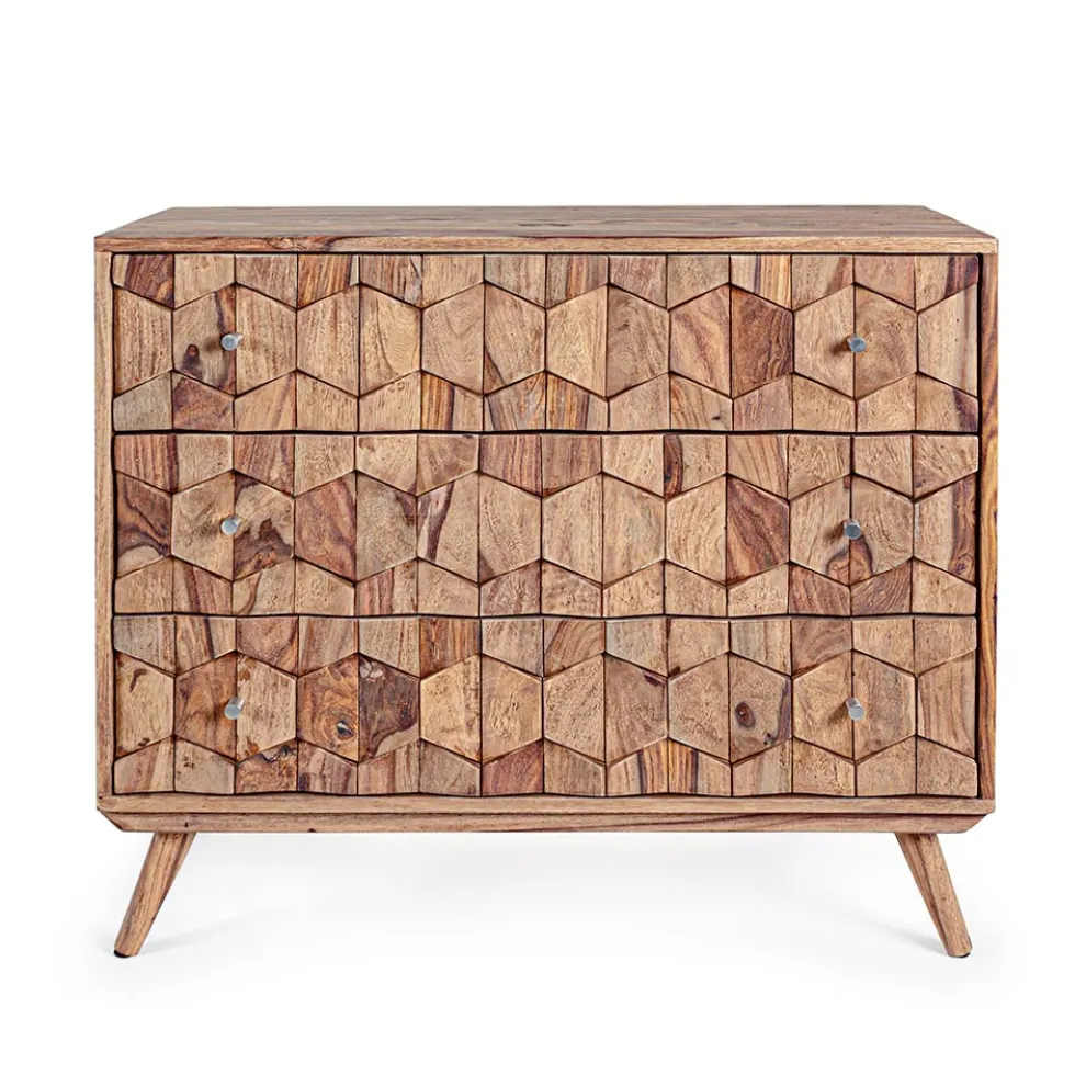 Design Kommode aus Sheeshamholz mit 3 Schubladen Homemotion - Fregene