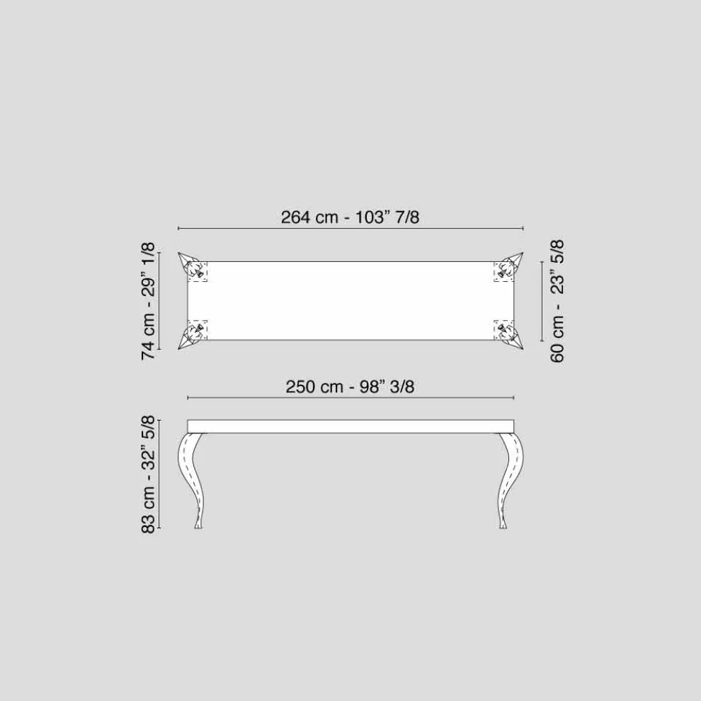 Design Konsole mit 4 Beinen aus MDF und Stahl Luigi