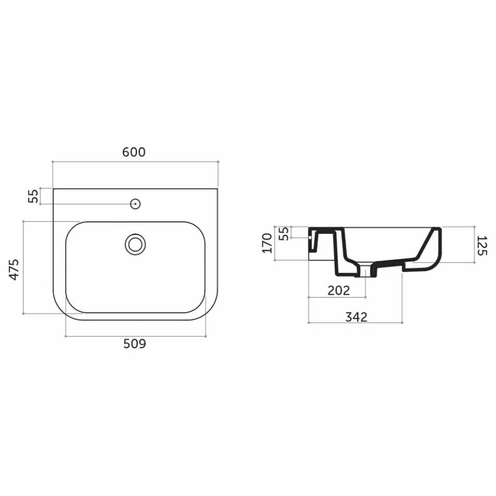 Design Konsole Wand und Wandeinsatz L 60 in Keramik Riardo