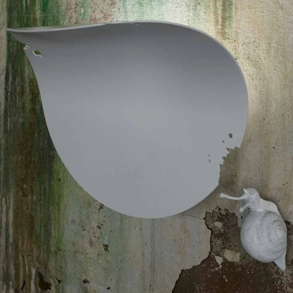Design Leaf Wandleuchte aus weißer Keramik und Schnecke - Schneckendekoration