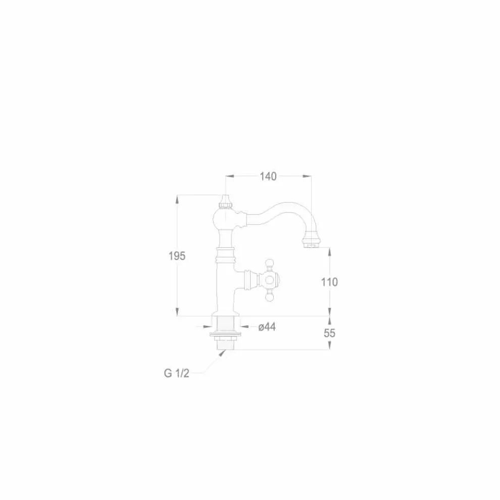 Design Mono-Wasser Bad Waschbecken Wasserhahn aus Messing Made in Italy - Binsu