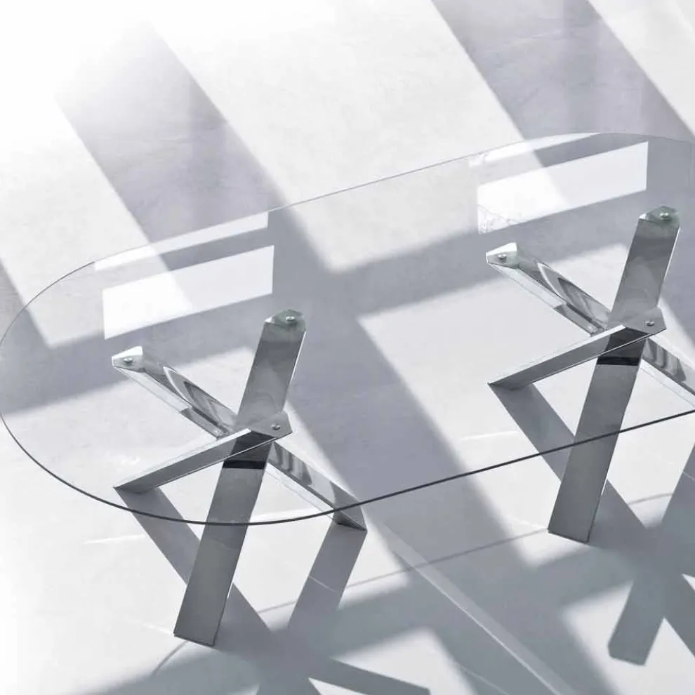 Design oval Tisch aus Kristall 280x120cm hergestellt in Italien, Baum