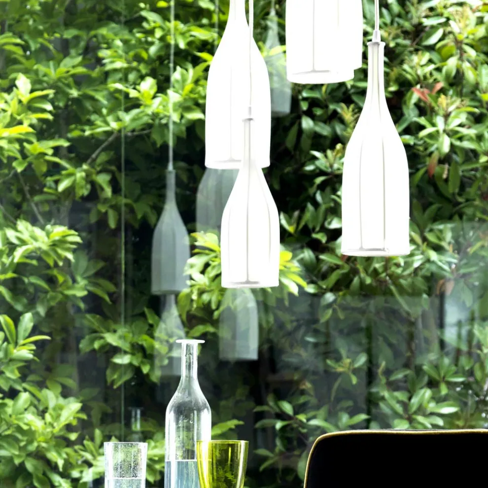 Design Pendellampe mit 6 Lampenschirme Grilli Mathusalem in Italien hergestellt