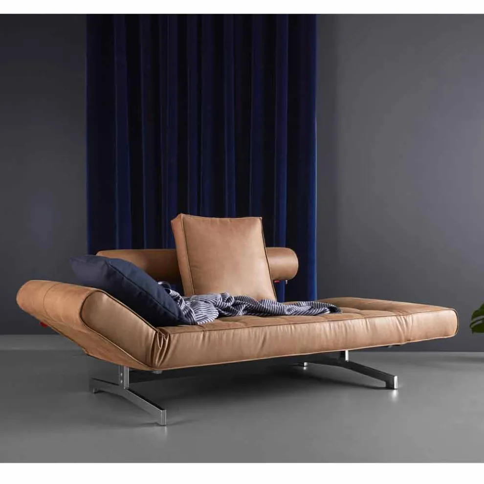 Design polster Schlafsofa Ghia by Innovation mit verchromten Beinen
