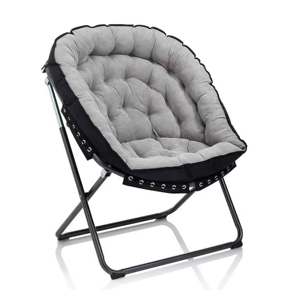 Design Sessel aus hellgrauem Samt mit schwarzer Metallstruktur - Tronia