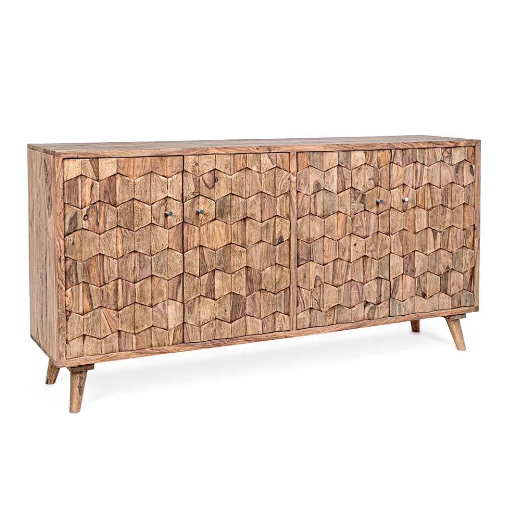 Design Sideboard aus Sheeshamholz mit 4 Türen Homemotion - Fregene