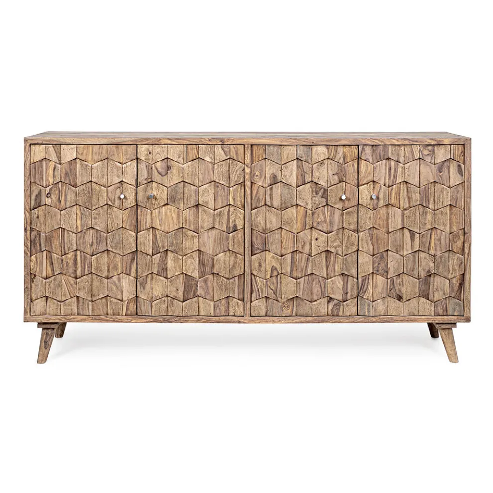 Design Sideboard aus Sheeshamholz mit 4 Türen Homemotion - Fregene