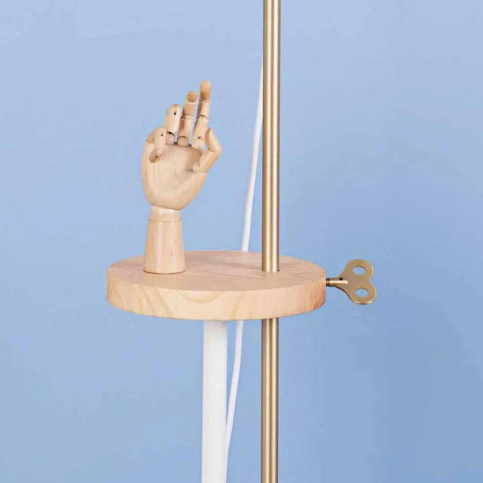 Design Stehleuchte aus Stahl, Esche und Messing Made in Italy - Pitulla