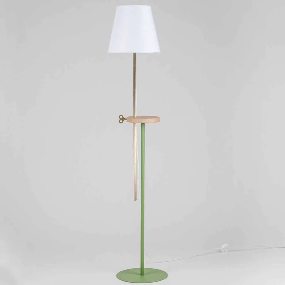 Design Stehleuchte aus Stahl, Esche und Messing Made in Italy - Pitulla