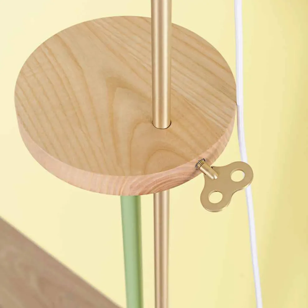 Design Stehleuchte aus Stahl, Esche und Messing Made in Italy - Pitulla