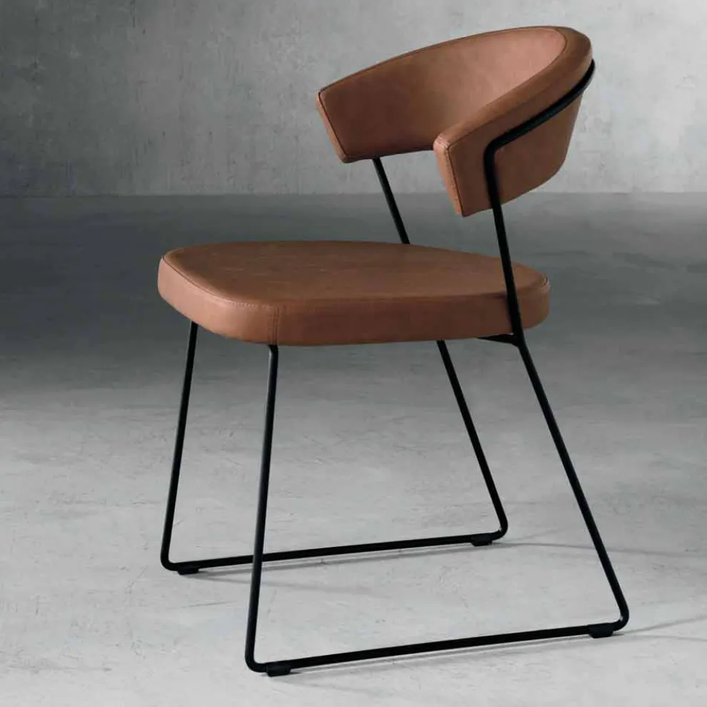 Design Stuhl aus Metall und Textil made in Italy, Formia