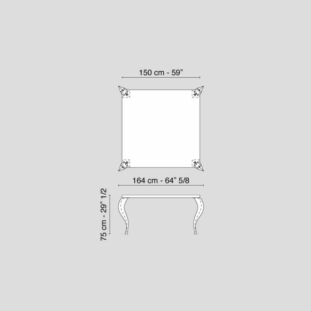 Design Tisch viereckig aus MDF und Stahl verchromt Luigi