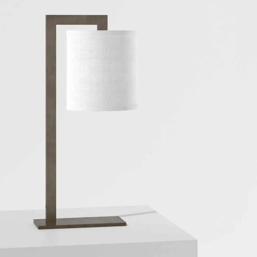 Design Tischlampe aus Metall und weißem Leinen Made in Italy - Bali