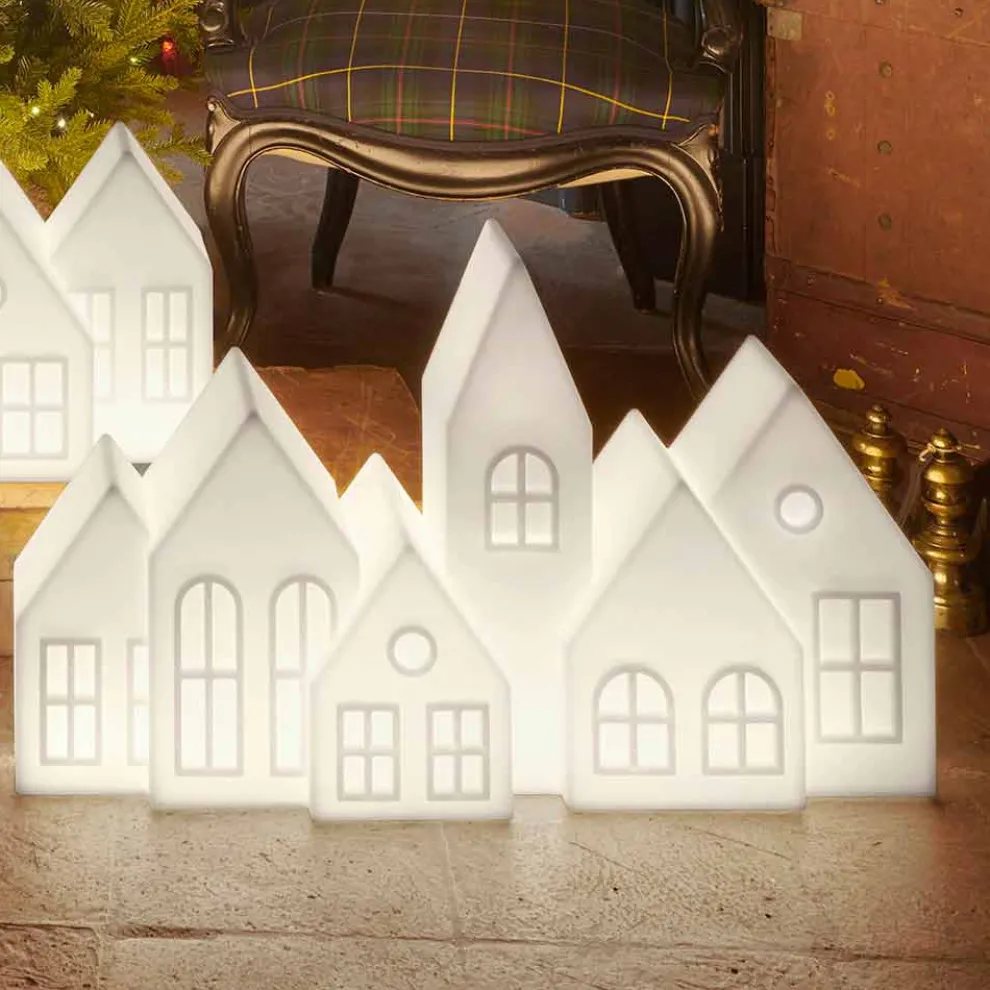 Design Tischlampe mit weißen oder roten Led Houses Design Slide - Kuusi