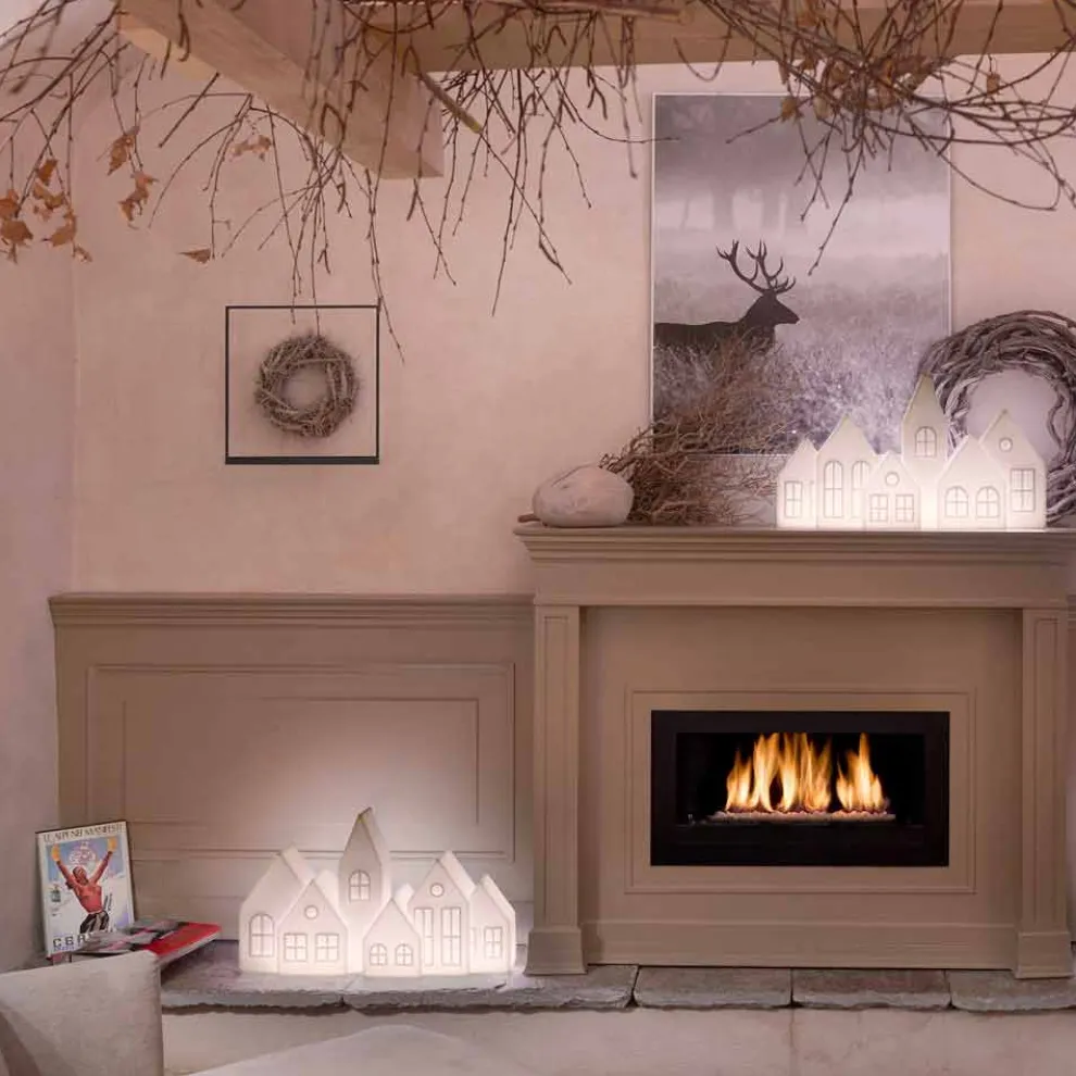 Design Tischlampe mit weißen oder roten Led Houses Design Slide - Kuusi