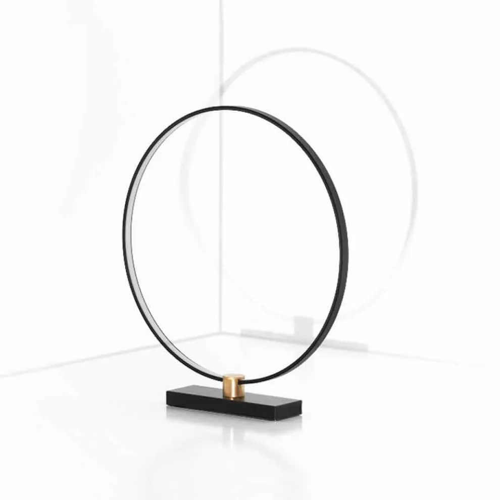 Design Tischleuchte aus schwarzem Aluminium und Messing Made in Italy - Norma