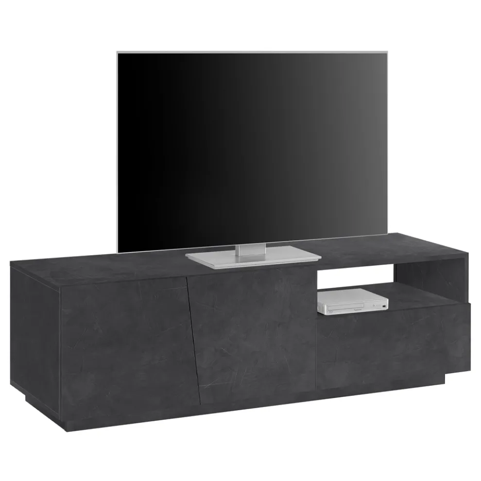 Design TV-Schrank aus Holz 2 Türen 1 Schublade und offenes Fach - Joris