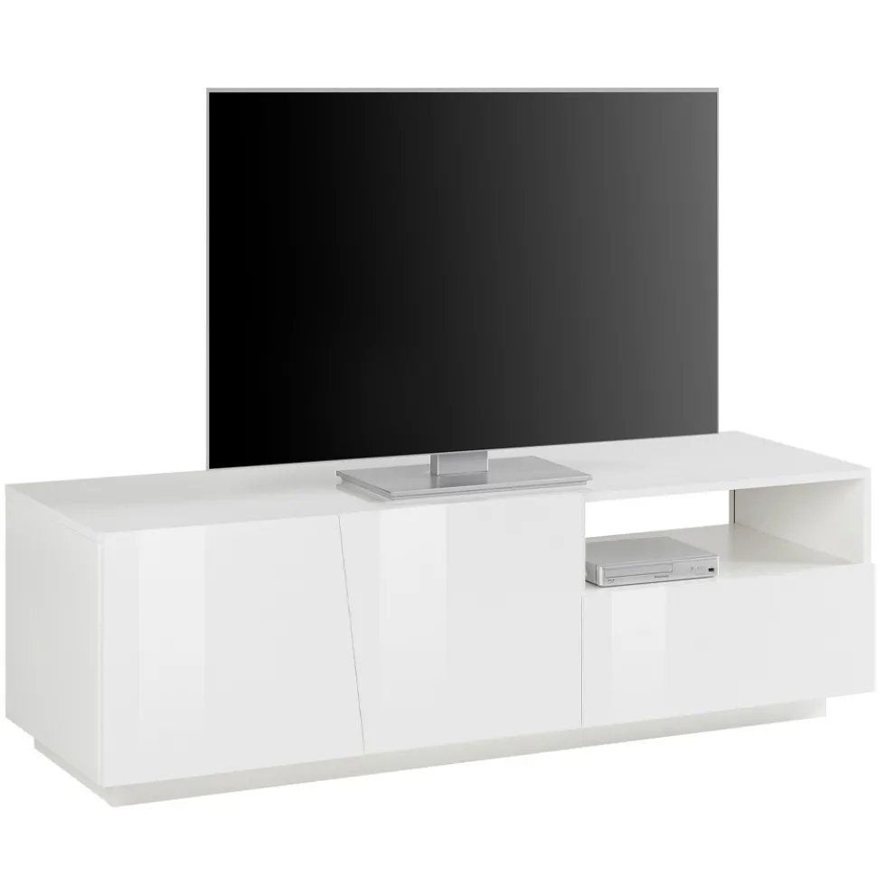 Design TV-Schrank aus Holz 2 Türen 1 Schublade und offenes Fach - Joris