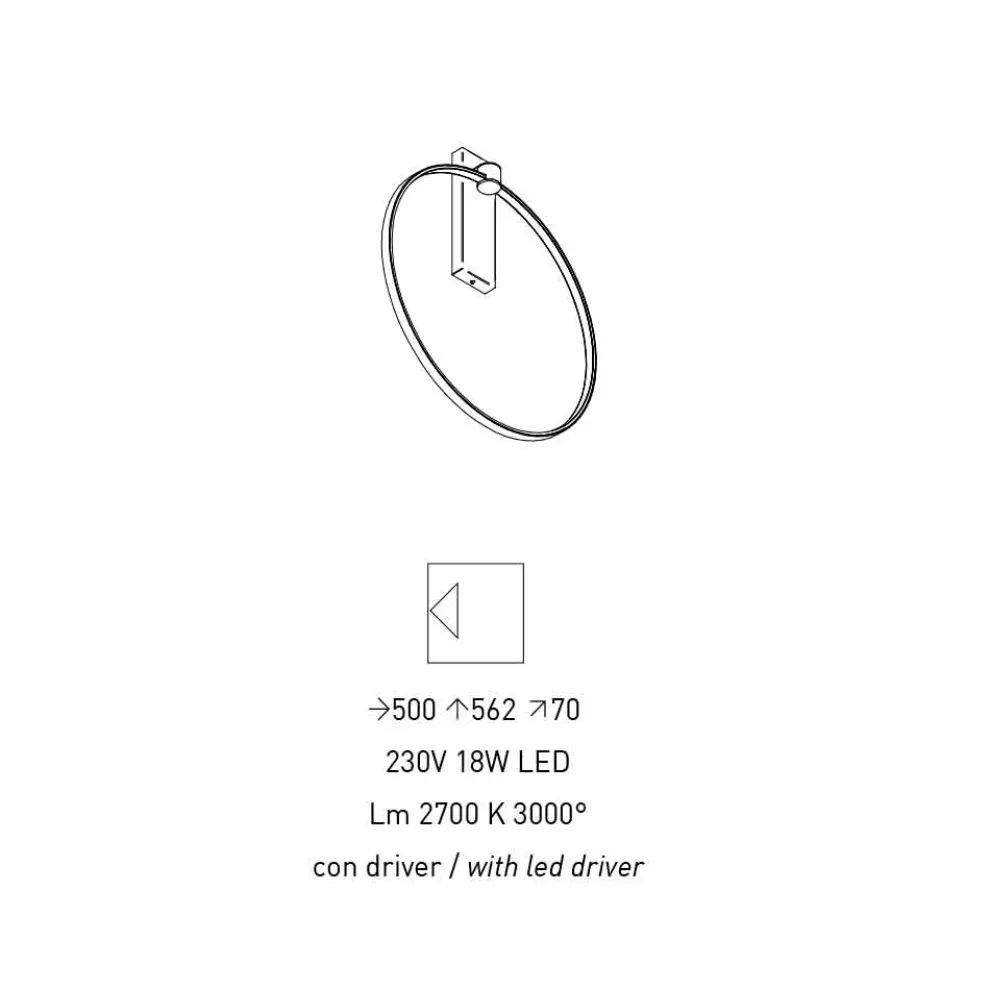 Design Wandleuchte aus schwarzem Aluminium und Naturmessing Made in Italy - Norma