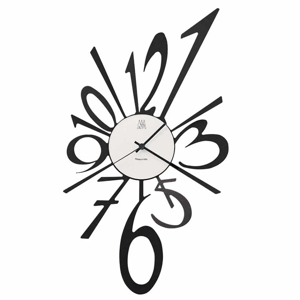 Design Wanduhr aus Eisen in schwarz oder aluminium Made in Italy - Oceano
