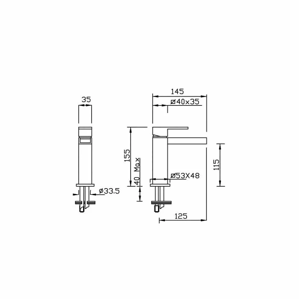 Design Waschtischmischer ohne Abfluss Made in Italy - Bibo