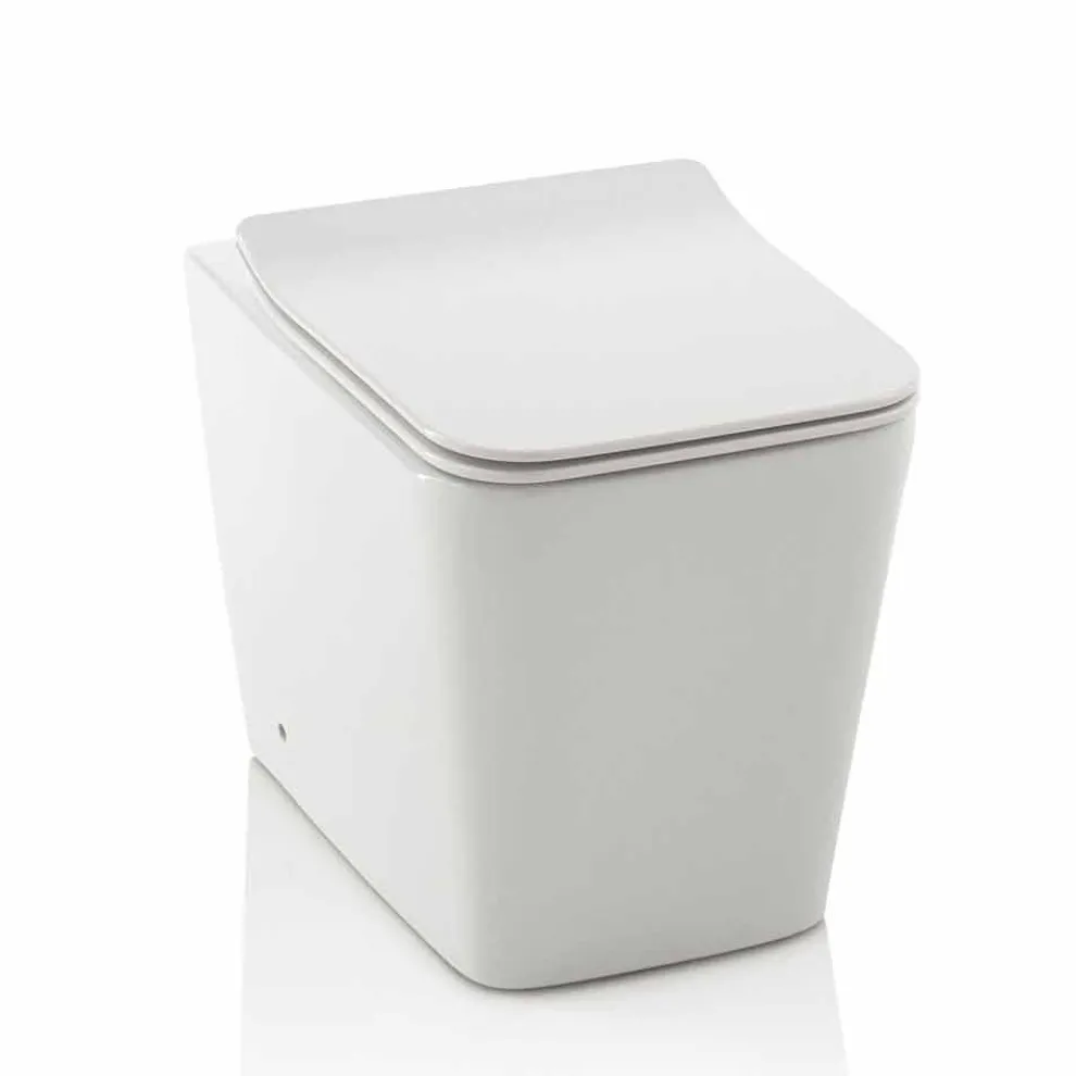 Design Weiße Keramik-Bodentoilette mit Soft-Close-Sitzbezug - Enzu