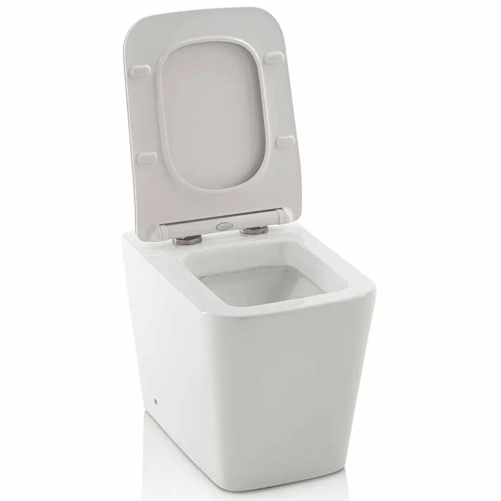 Design Weiße Keramik-Bodentoilette mit Soft-Close-Sitzbezug - Enzu
