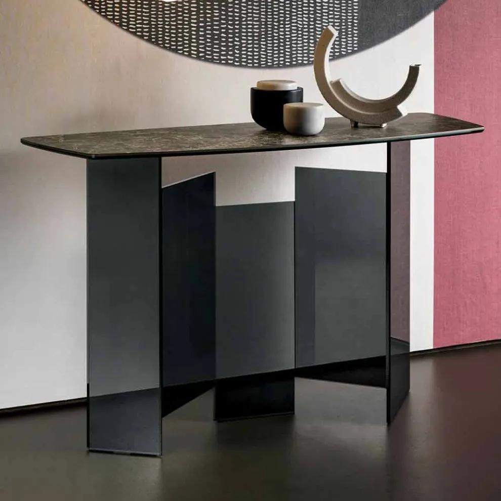 Design Wohnzimmer Consolle aus Keramik und Glas Made in Italy - Zufällig