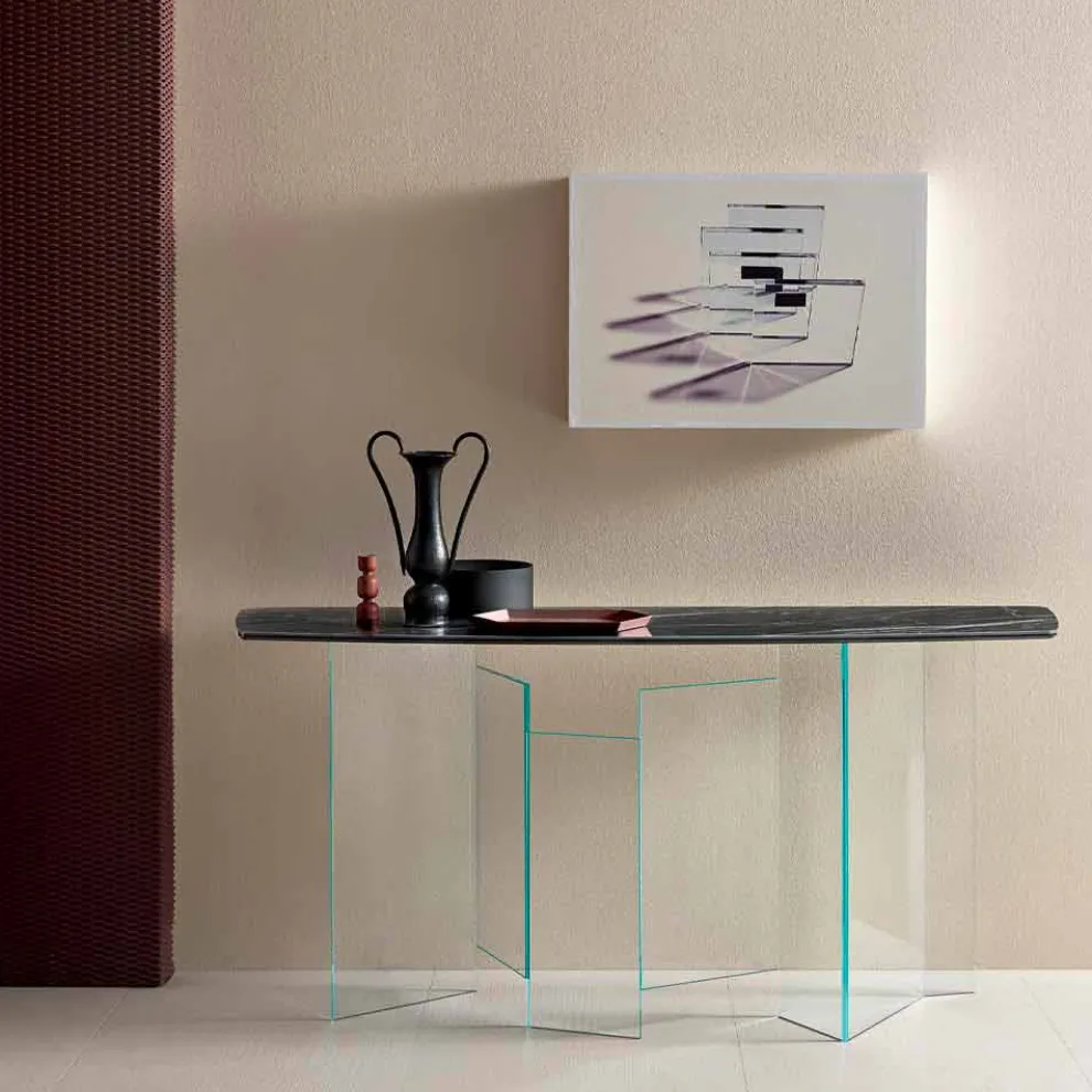 Design Wohnzimmer Consolle aus Keramik und Glas Made in Italy - Zufällig