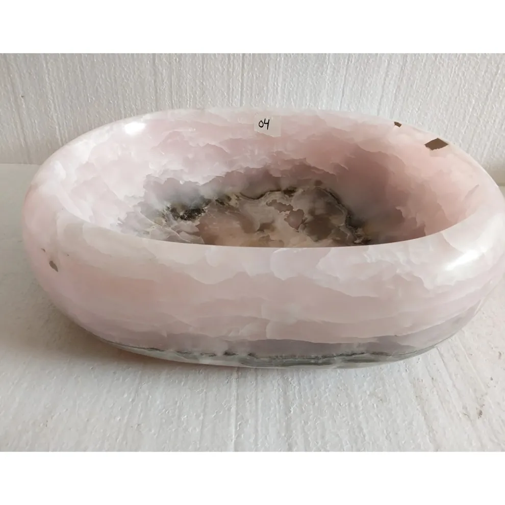 Design-Aufsatzwaschbecken aus rosa Onyx Stein Baffo, Einzelstück