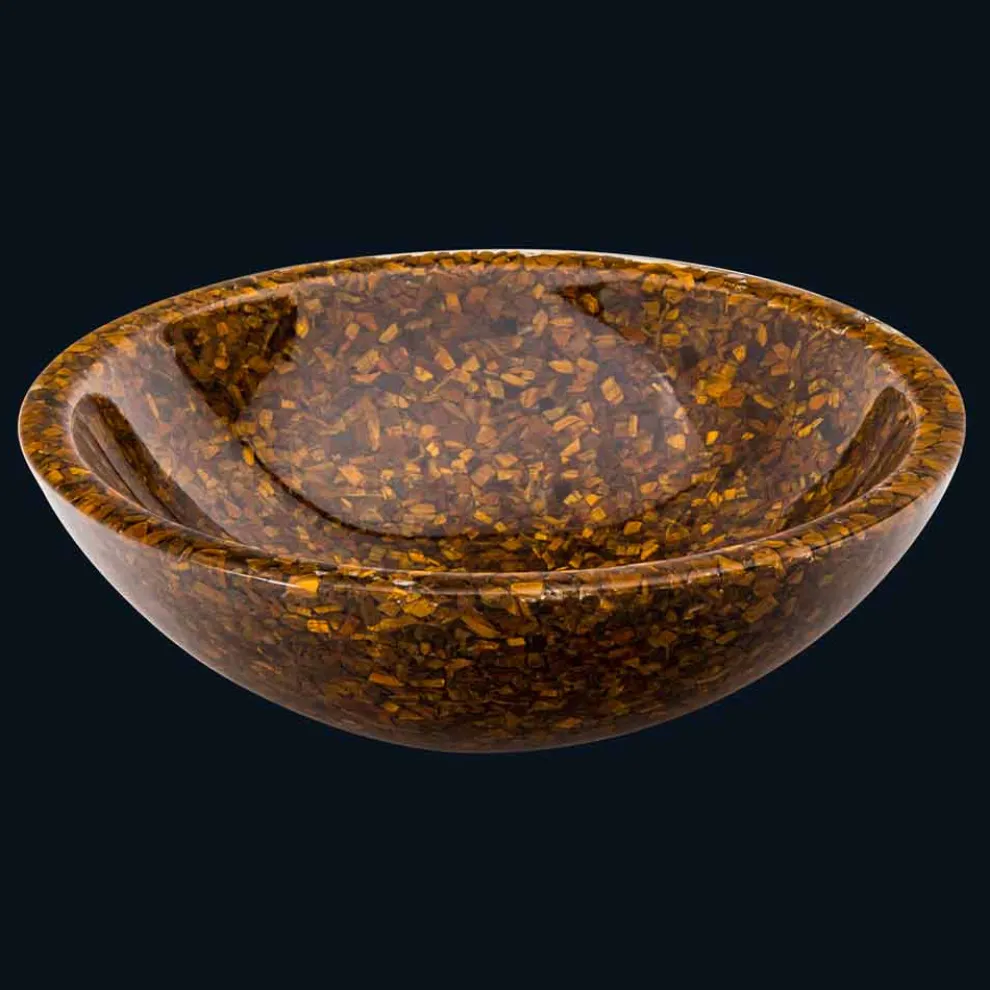 Design-Aufsatzwaschbecken mit Aktenheften aus Tigerauge Stein Oua