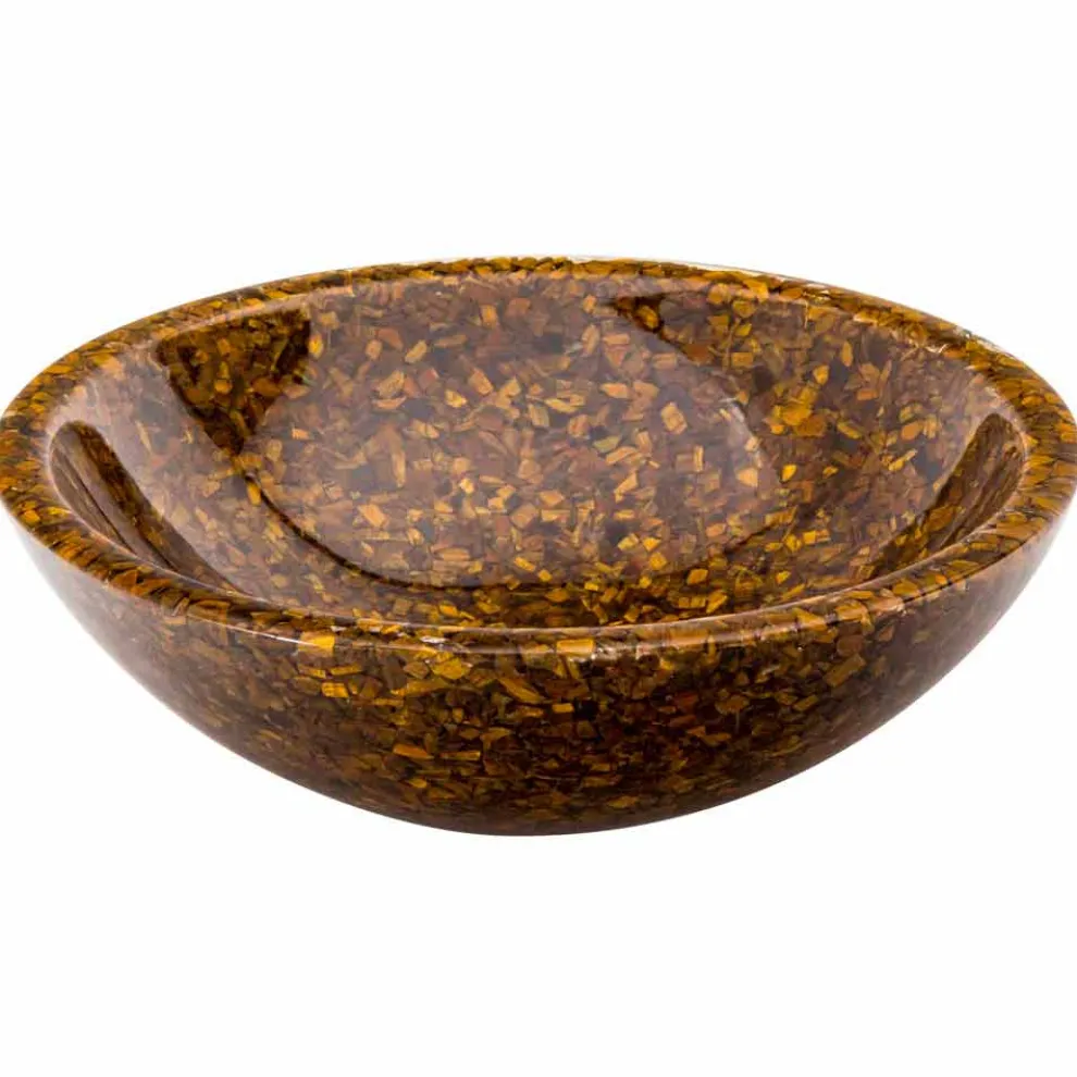 Design-Aufsatzwaschbecken mit Aktenheften aus Tigerauge Stein Oua