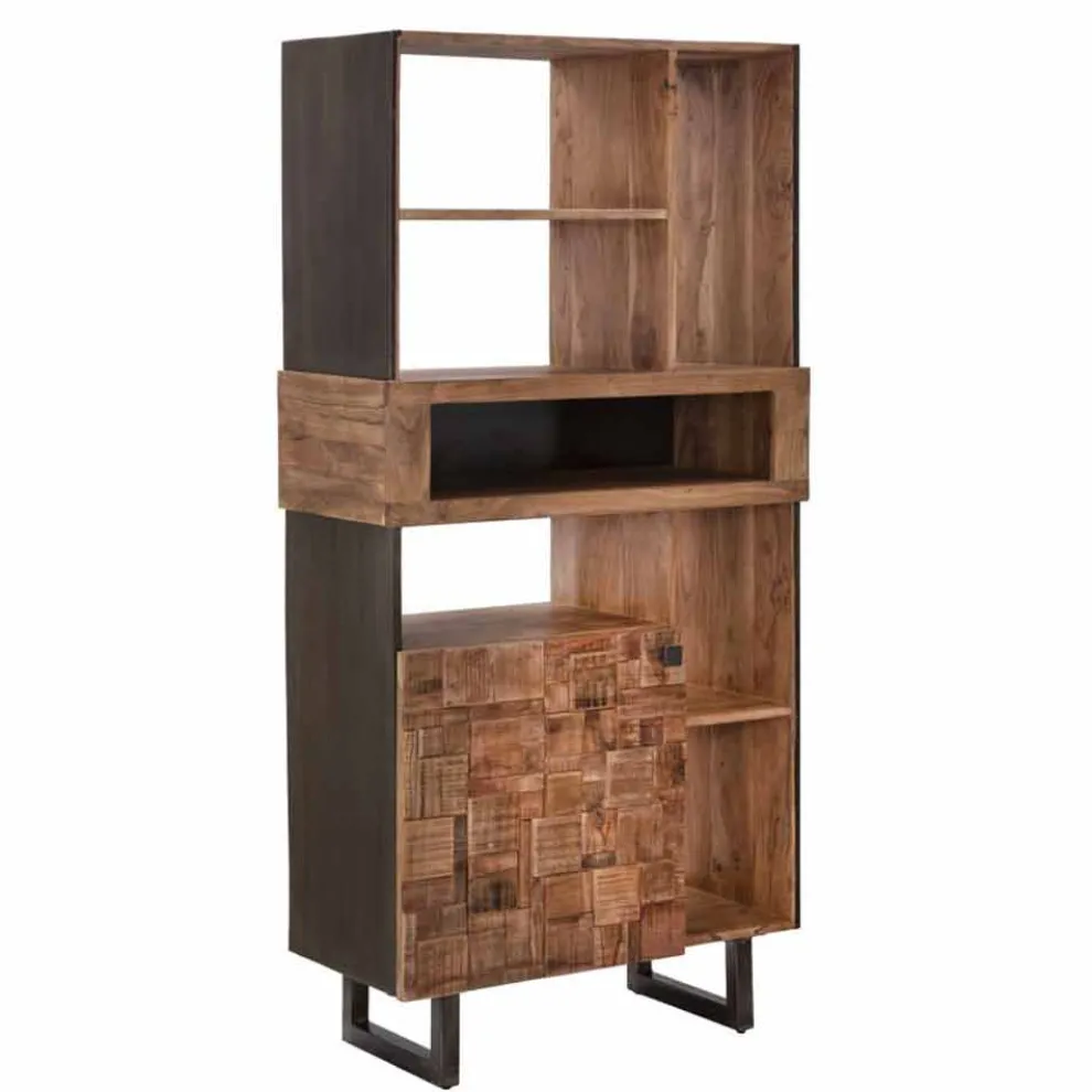 Design-Bücherregal aus Eisen und Akazienholz - Desdemona